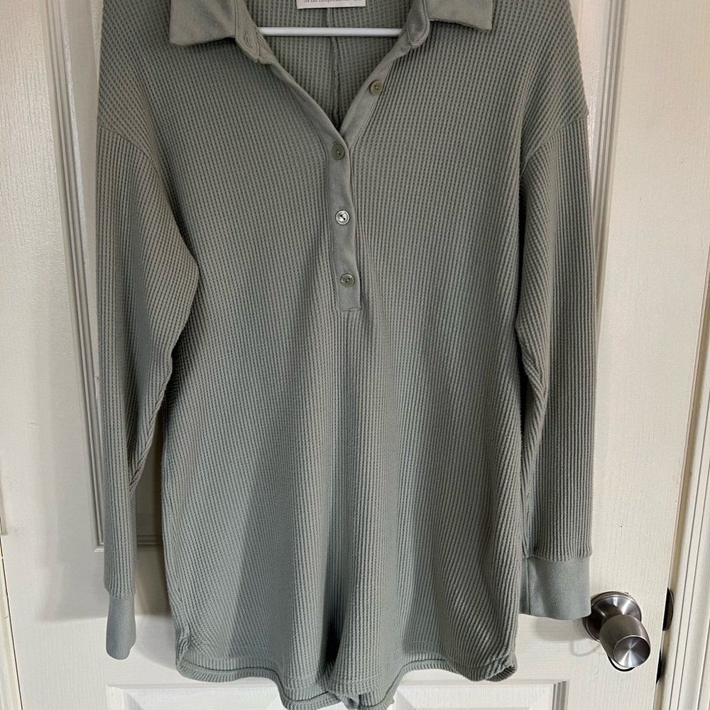 Abercrombie & Fitch Sage Button Waffle Romper